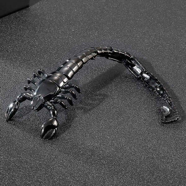 THE MEN THING Steel Bracelets SCORPICOIL BLACK - 12mm Pure Titanium Steel Bracelet for Men & Boy (8inch)