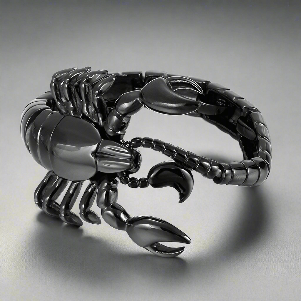 THE MEN THING Steel Bracelets SCORPICOIL BLACK - 12mm Pure Titanium Steel Bracelet for Men & Boy (8inch)