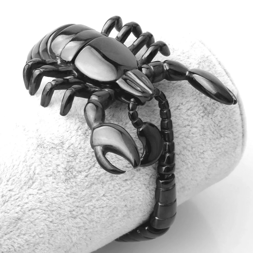 THE MEN THING Steel Bracelets SCORPICOIL BLACK - 12mm Pure Titanium Steel Bracelet for Men & Boy (8inch)