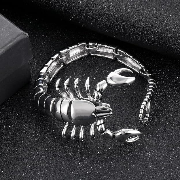 THE MEN THING Steel Bracelets SCORPINOX SILVER - 12 mm Pure Titanium Steel Bracelet, Bracelet with hook buckle for Men & Boy (8inch)