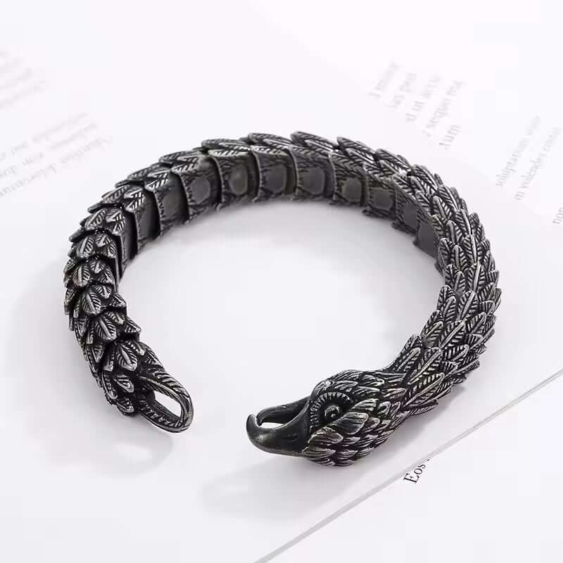 THE MEN THING Steel Bracelets SHADOW SCALE EAGLE-HEAD - 14mm Pure Titanium Steel Bracelet for Men & Boy (8inch)