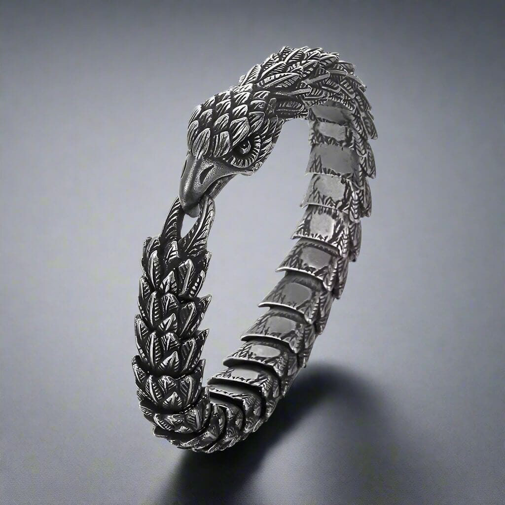 THE MEN THING Steel Bracelets SHADOW SCALE EAGLE-HEAD - 14mm Pure Titanium Steel Bracelet for Men & Boy (8inch)