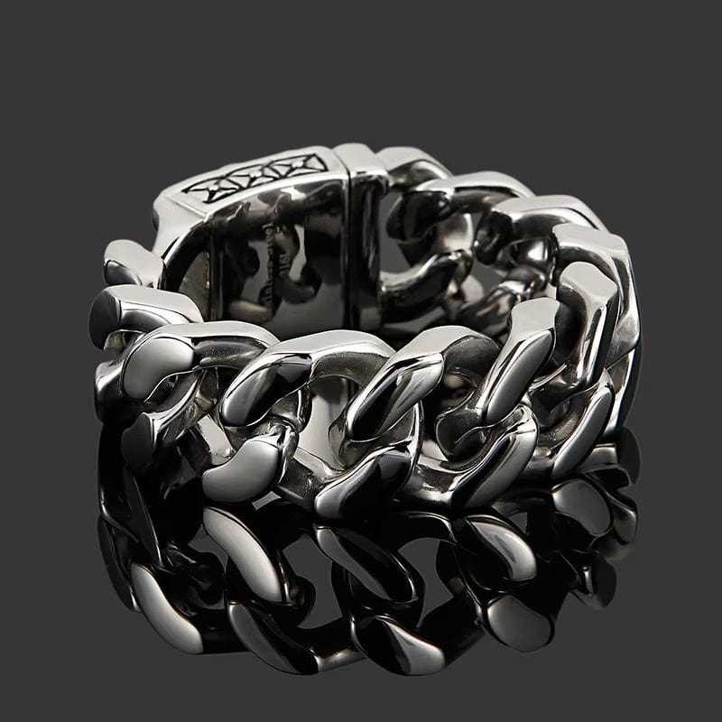 THE MEN THING Steel Bracelets SKULL KING BRACELET - 20mm Pure Titanium Steel Bracelet, Heavy Biker Bracelet for Men & Boy (8inch)