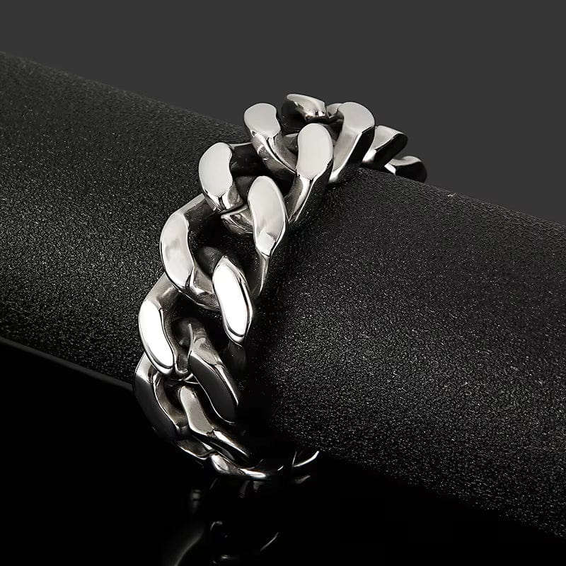 THE MEN THING Steel Bracelets SKULL KING BRACELET - 20mm Pure Titanium Steel Bracelet, Heavy Biker Bracelet for Men & Boy (8inch)