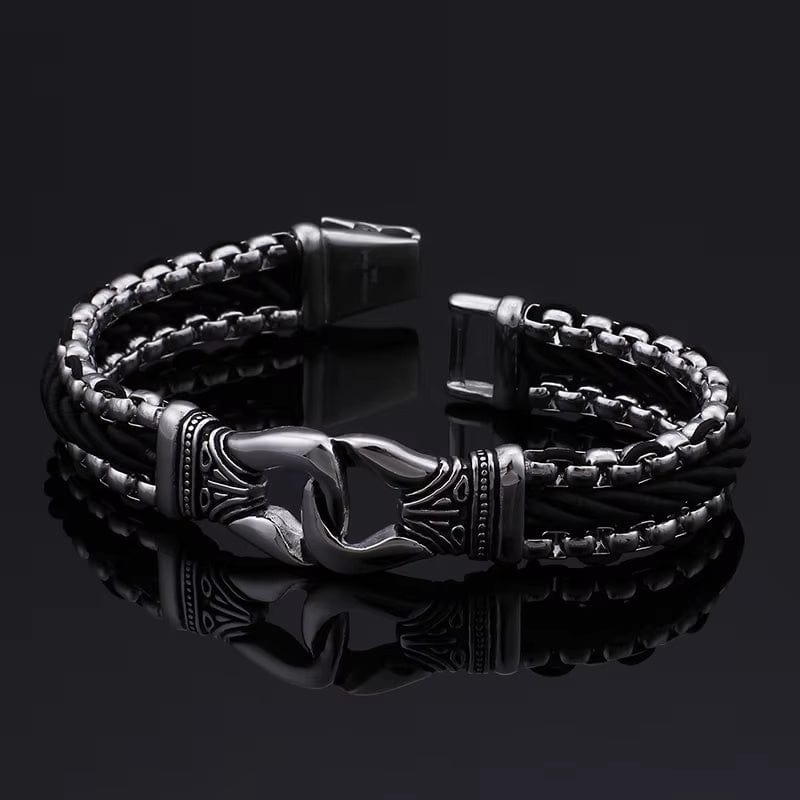 THE MEN THING Steel Bracelets TRIBAL LINK BRACELET - 17mm Pure Titanium Steel Bracelet, Silver Plated Antique Matt Finish Bracelet for Men & Boy (8inch)