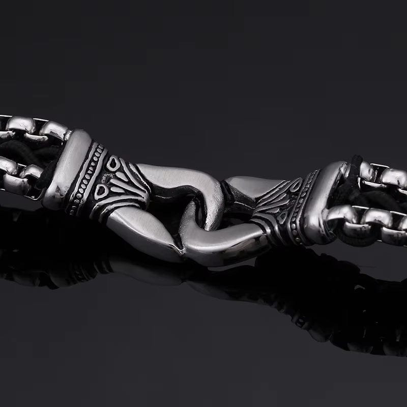 THE MEN THING Steel Bracelets TRIBAL LINK BRACELET - 17mm Pure Titanium Steel Bracelet, Silver Plated Antique Matt Finish Bracelet for Men & Boy (8inch)