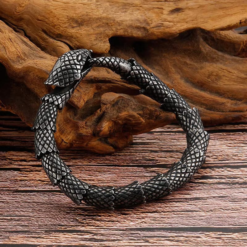 THE MEN THING Steel Bracelets VIPER - 10mm Pure Titanium Steel Black Color Bracelet with Hook Buckle for Men & Boy (8 inch)