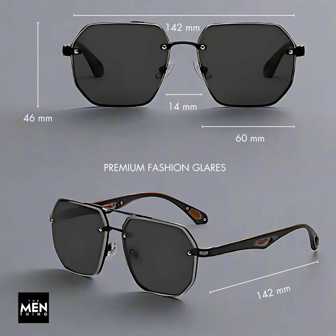 THE MEN THING Sunglasses 2101 AERO HEX HD Polarized Sunglasses for Men - UV400 Protection, Stainless Steel Frame