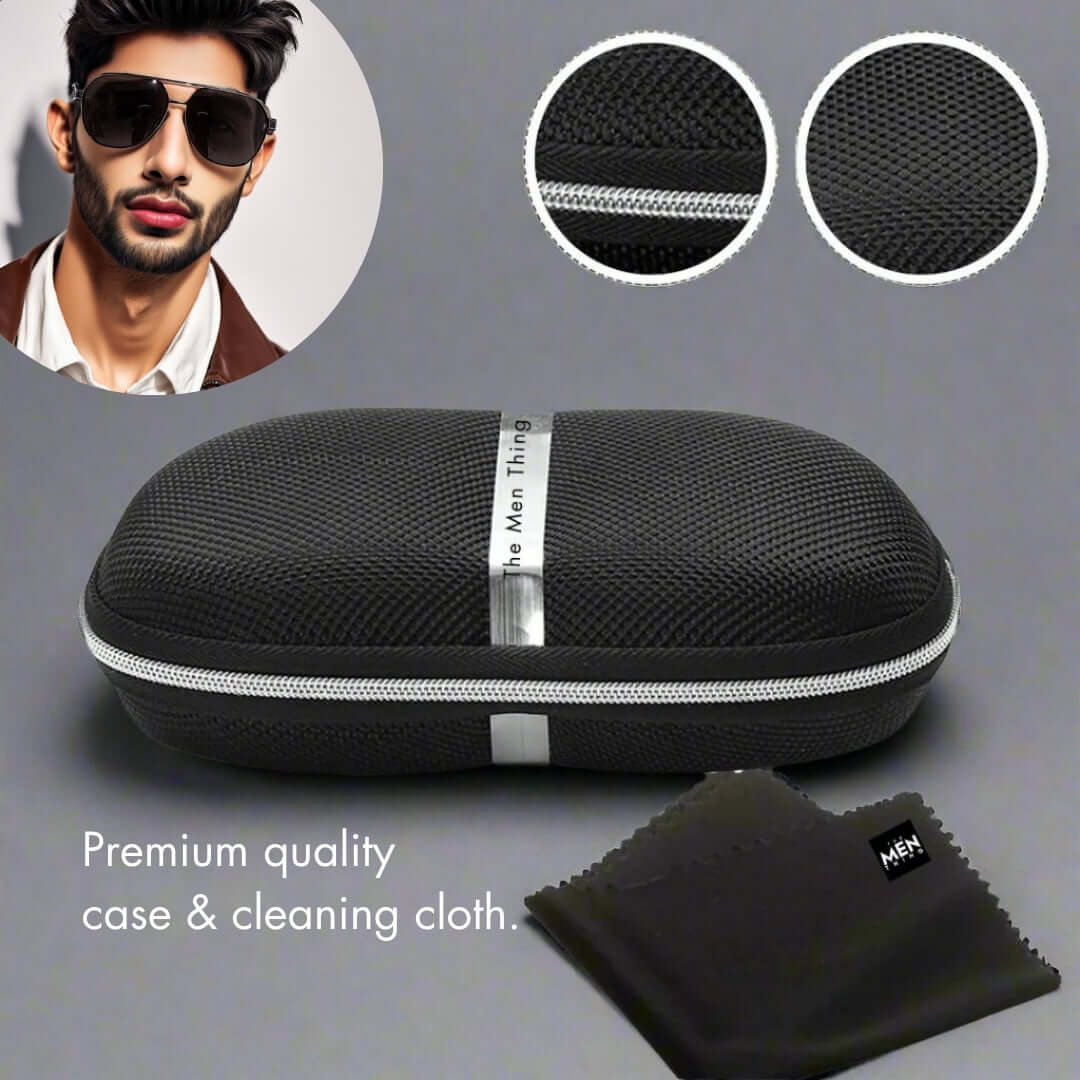 THE MEN THING Sunglasses 2105 DARK HEX - Aviator Style - HD Polarised Sunglasses for Men - UV400 Protection, Stainless Steel Frame