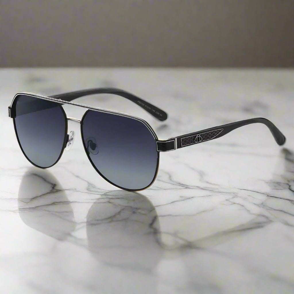 THE MEN THING Sunglasses 2105 DARK HEX - Aviator Style - HD Polarised Sunglasses for Men - UV400 Protection, Stainless Steel Frame