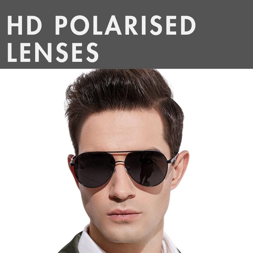 THE MEN THING Sunglasses 2107 SOLAR CREST - Aviator Style - HD Polarised Sunglasses for Men - UV400 Protection, Stainless Steel Frame