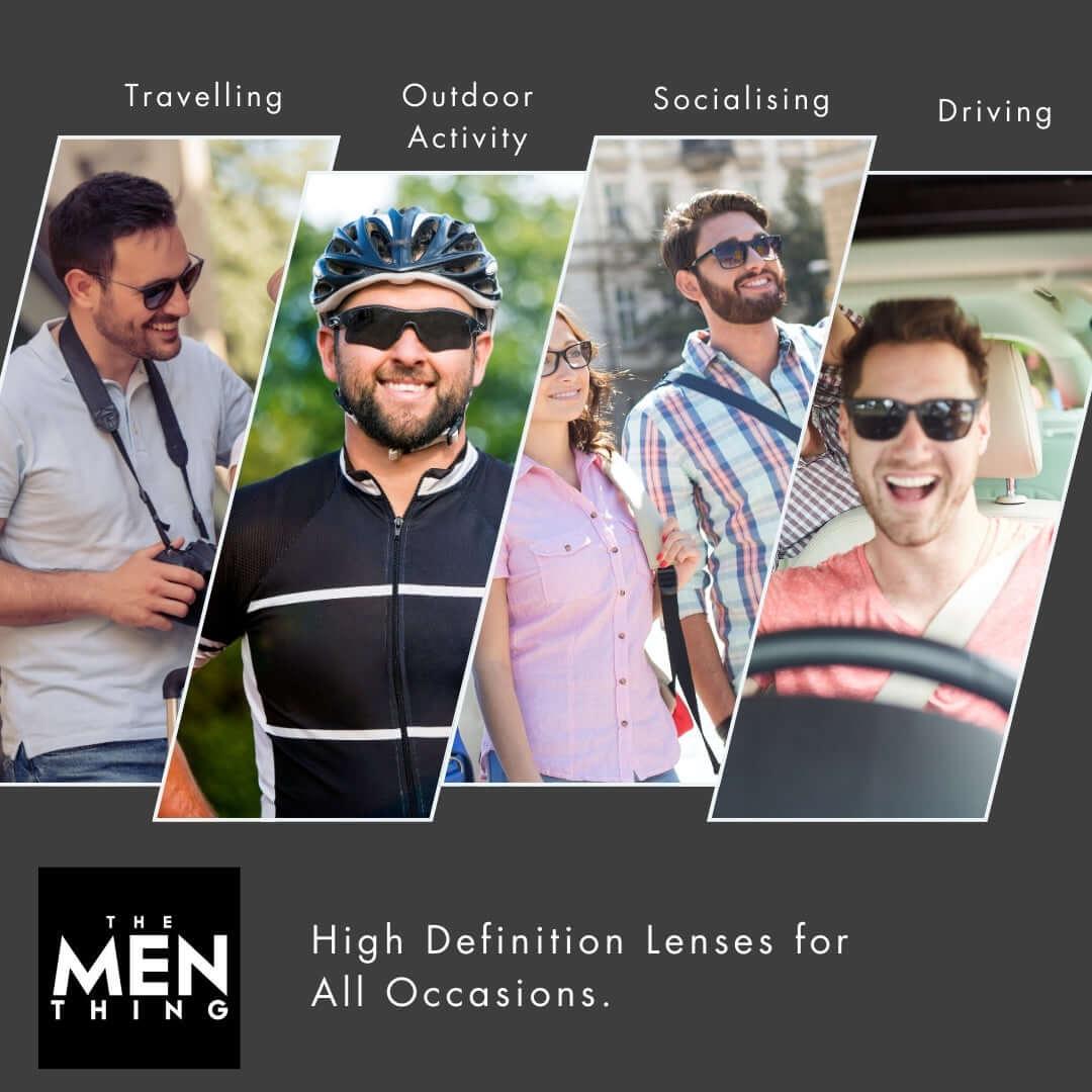 THE MEN THING Sunglasses 2110 MIDNIGHT EDGE - Square Aviator Style - HD Polarised Sunglasses for Men - UV400 Protection, Stainless Steel Frame