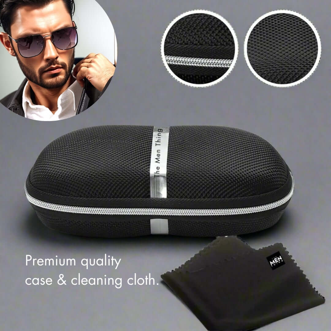 THE MEN THING Sunglasses 2110 MIDNIGHT EDGE - Square Aviator Style - HD Polarised Sunglasses for Men - UV400 Protection, Stainless Steel Frame