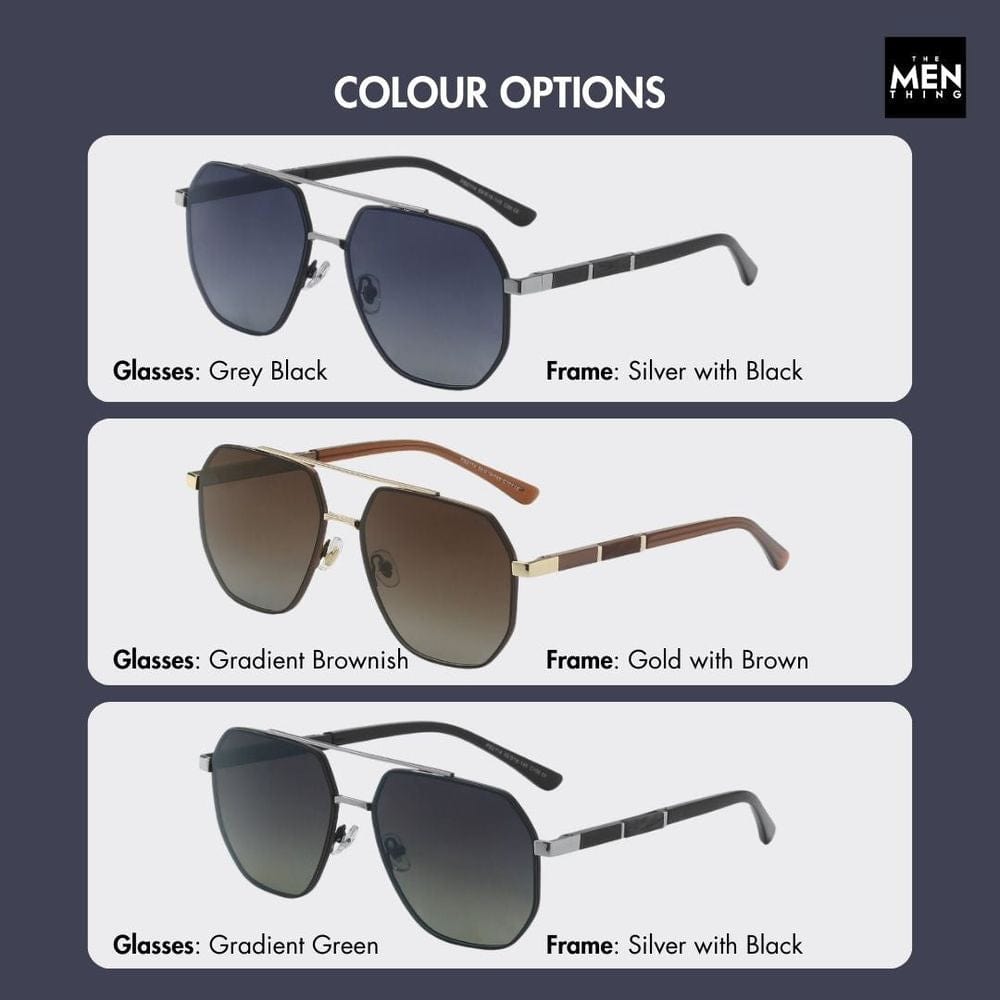 THE MEN THING Sunglasses 2114 STELLAR ANGLES - Geometric Aviator Style - HD Polarised Sunglasses for Men - UV400 Protection, Stainless Steel Frame
