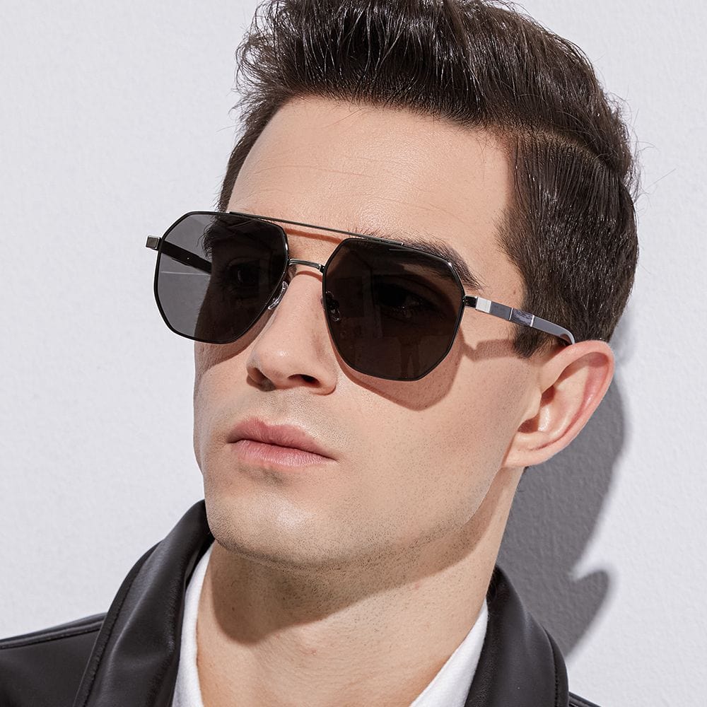 THE MEN THING Sunglasses 2114 STELLAR ANGLES - Geometric Aviator Style - HD Polarised Sunglasses for Men - UV400 Protection, Stainless Steel Frame