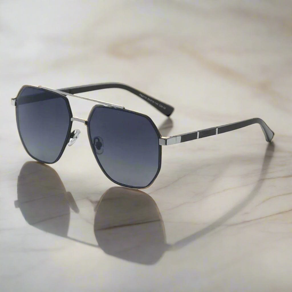 THE MEN THING Sunglasses 2114 STELLAR ANGLES - Geometric Aviator Style - HD Polarised Sunglasses for Men - UV400 Protection, Stainless Steel Frame