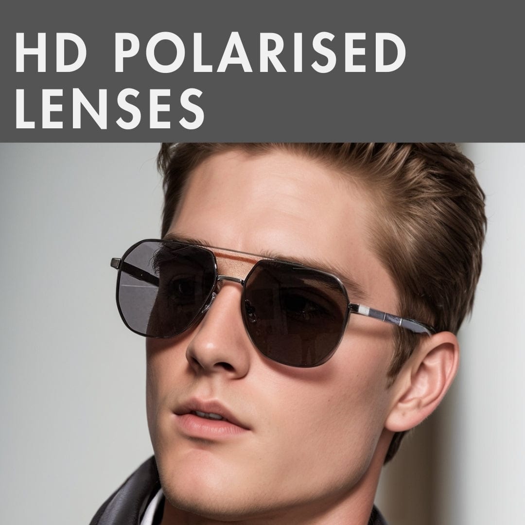 THE MEN THING Sunglasses 2114 STELLAR ANGLES - Geometric Aviator Style - HD Polarised Sunglasses for Men - UV400 Protection, Stainless Steel Frame