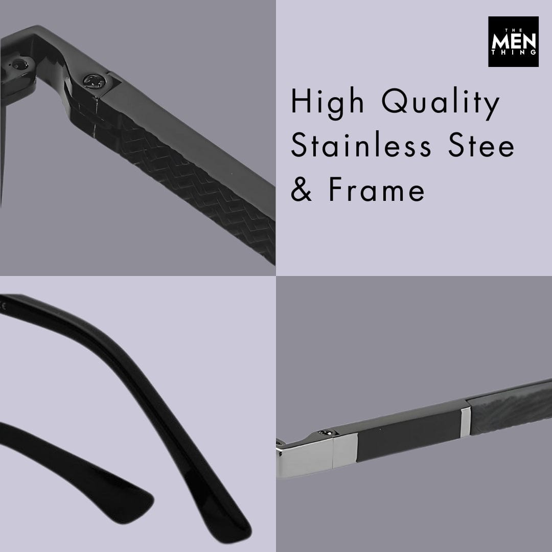 THE MEN THING Sunglasses 2114 STELLAR ANGLES - Geometric Aviator Style - HD Polarised Sunglasses for Men - UV400 Protection, Stainless Steel Frame
