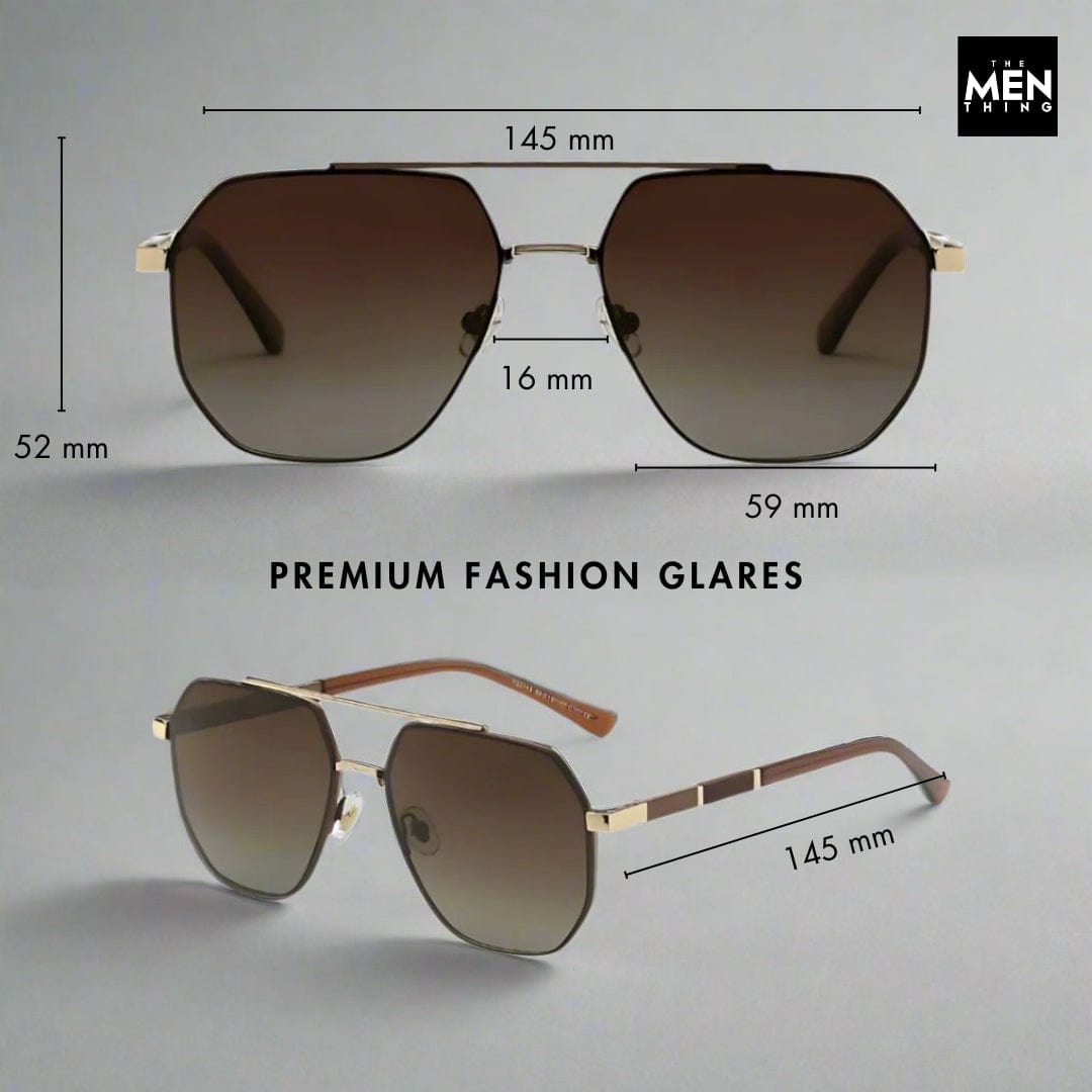 THE MEN THING Sunglasses 2114 STELLAR ANGLES - Geometric Aviator Style - HD Polarised Sunglasses for Men - UV400 Protection, Stainless Steel Frame