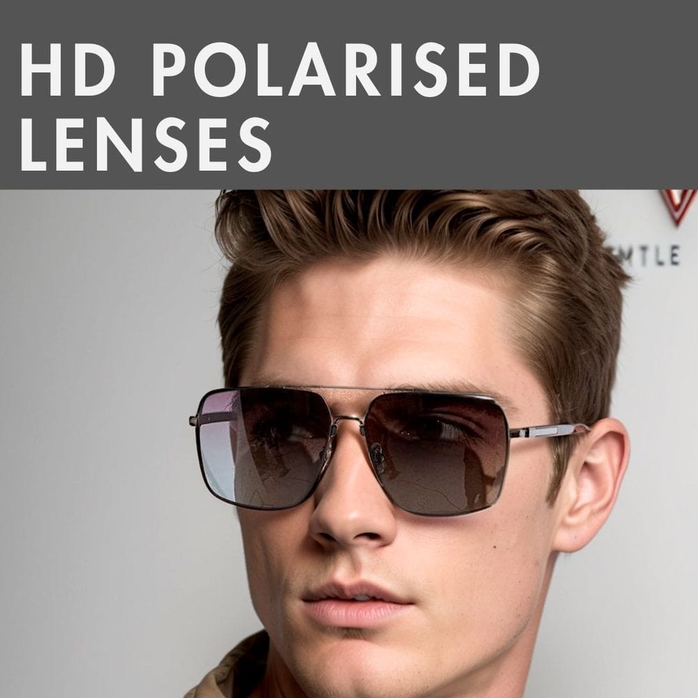 THE MEN THING Sunglasses 2121 SKYLINE LUXE - Classic Square Aviator Style - HD Polarised Sunglasses for Men - UV400 Protection, Stainless Steel Frame