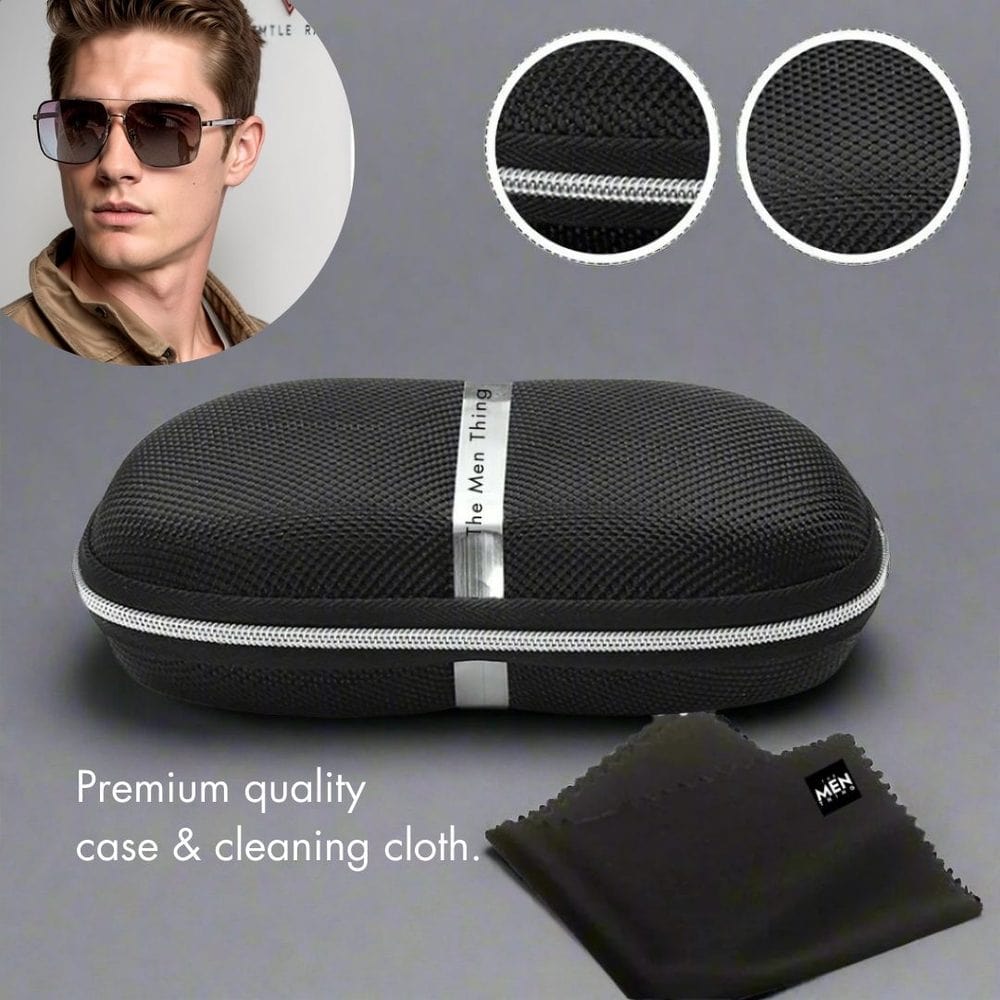 THE MEN THING Sunglasses 2121 SKYLINE LUXE - Classic Square Aviator Style - HD Polarised Sunglasses for Men - UV400 Protection, Stainless Steel Frame