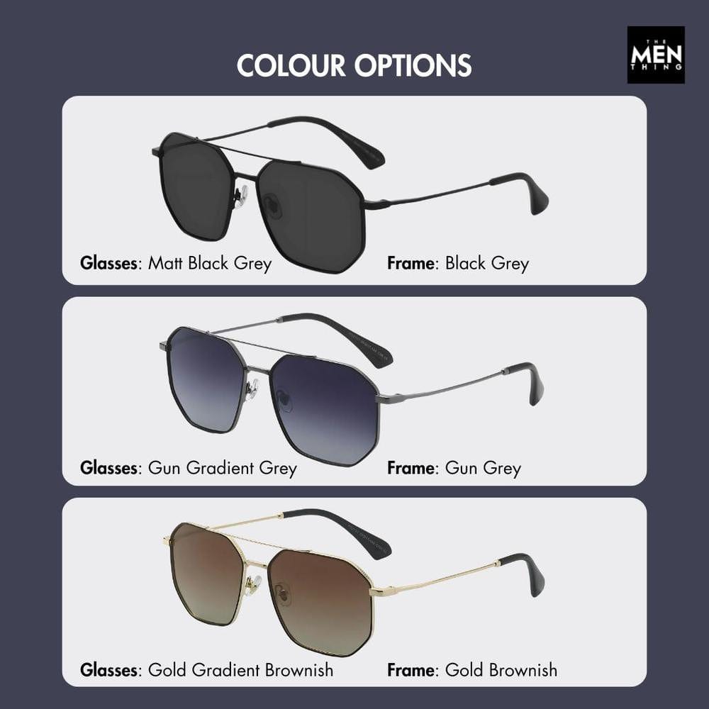 THE MEN THING Sunglasses 2131 - COSMIC FADE - HD Polarised Sunglasses for Men - UV400 Protection, Stainless Steel Frame - Black Grey