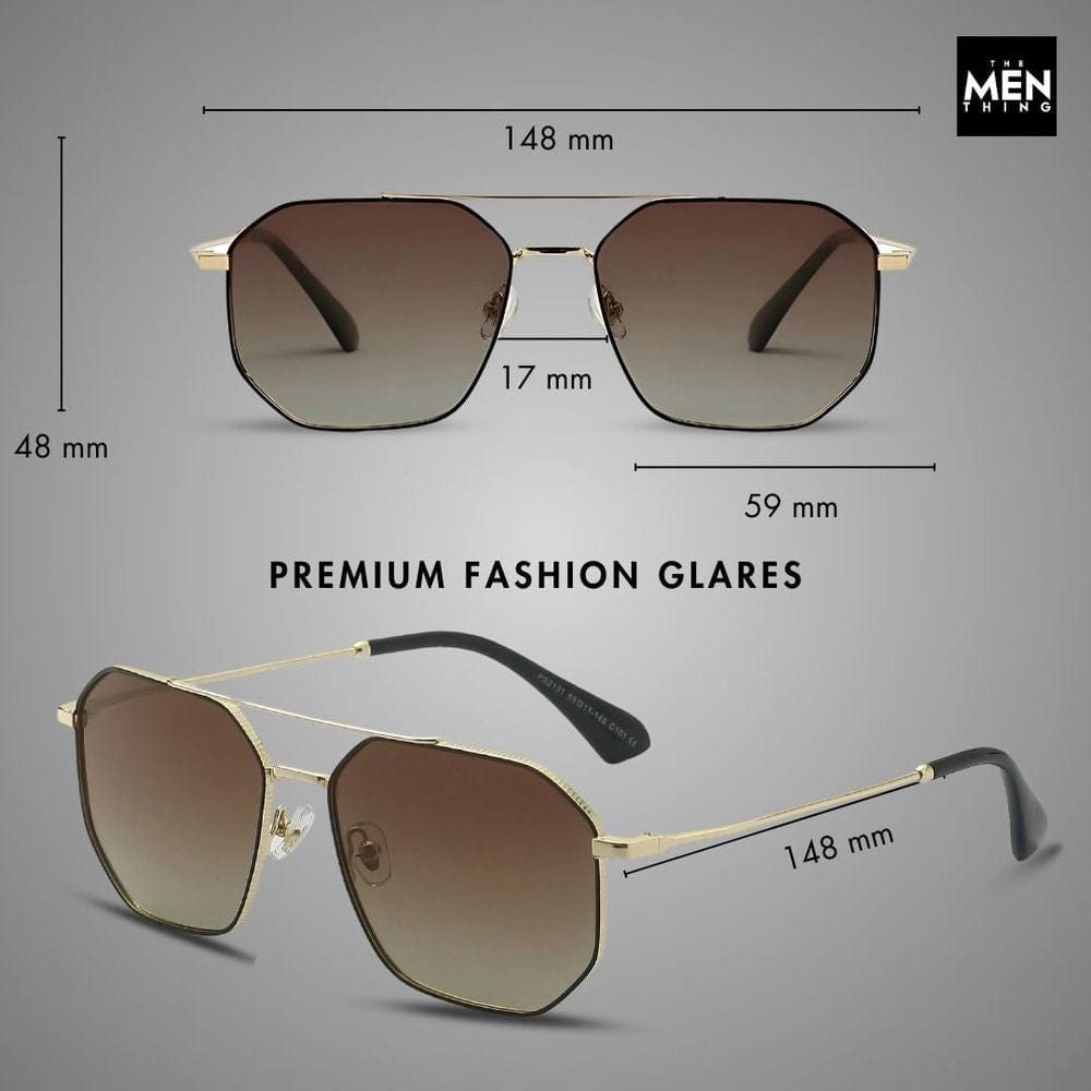 THE MEN THING Sunglasses 2131 - COSMIC FADE - HD Polarised Sunglasses for Men - UV400 Protection, Stainless Steel Frame - Black Grey