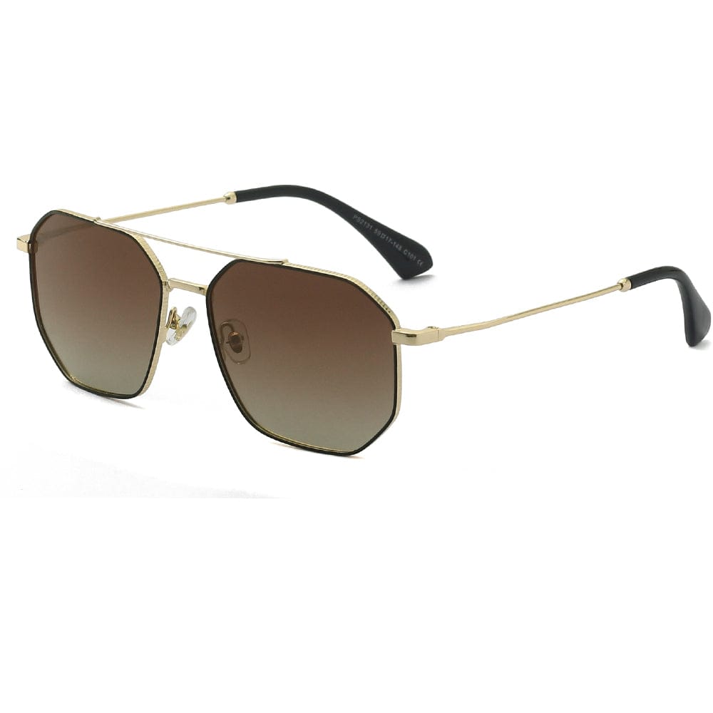 THE MEN THING Sunglasses 2131 - COSMIC FADE - HD Polarised Sunglasses for Men - UV400 Protection, Stainless Steel Frame - Gold Gradient Brownish
