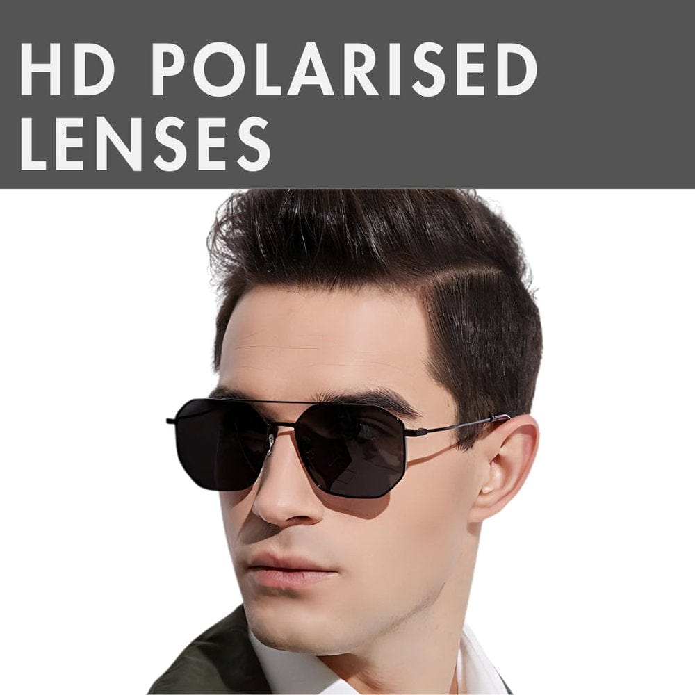 THE MEN THING Sunglasses 2131 - COSMIC FADE - HD Polarised Sunglasses for Men - UV400 Protection, Stainless Steel Frame - Gun Gradient Grey