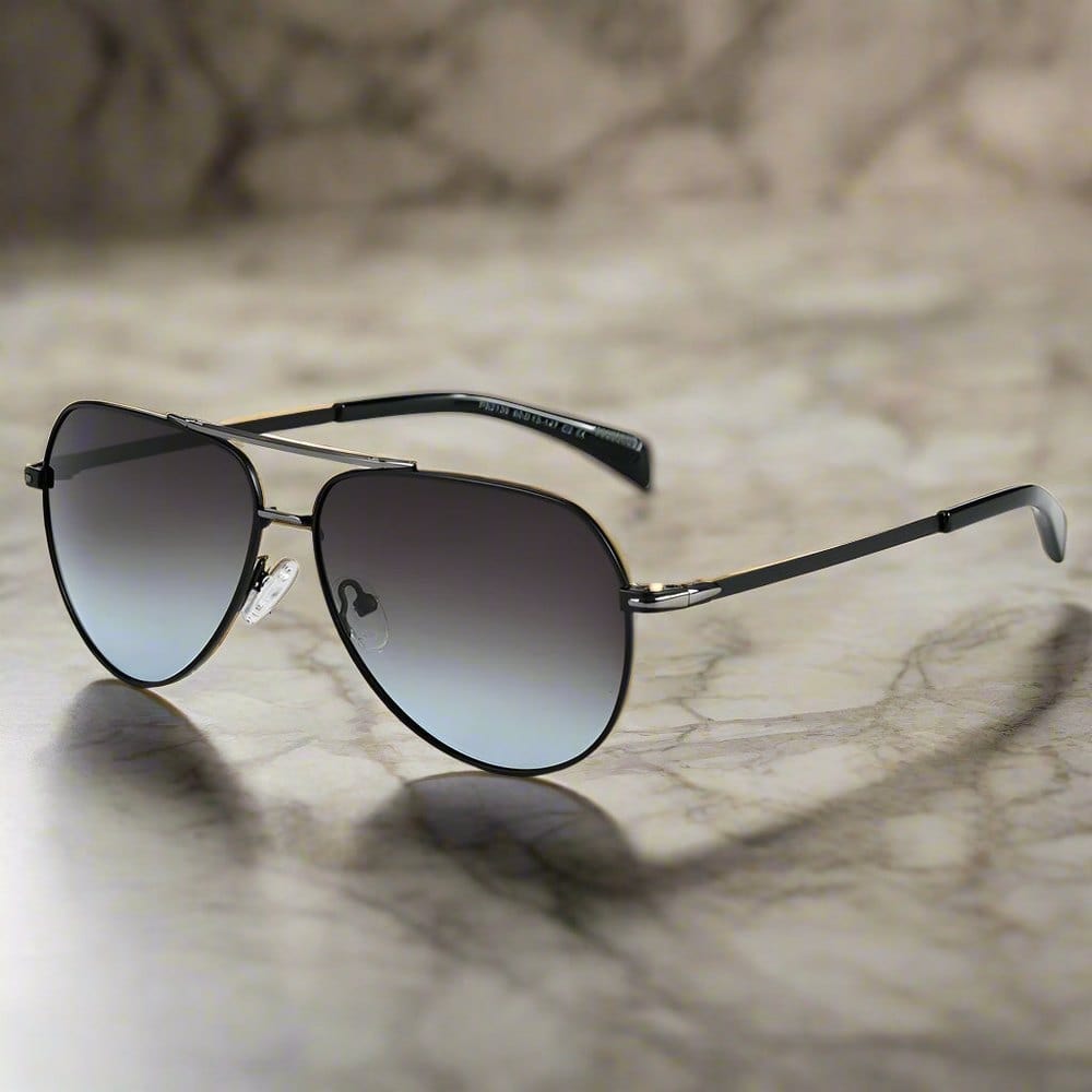 THE MEN THING Sunglasses 2139 - AERO SHADOW - HD Polarised Sunglasses for Men - UV400 Protection, Stainless Steel Frame - Gradual Blue Grey