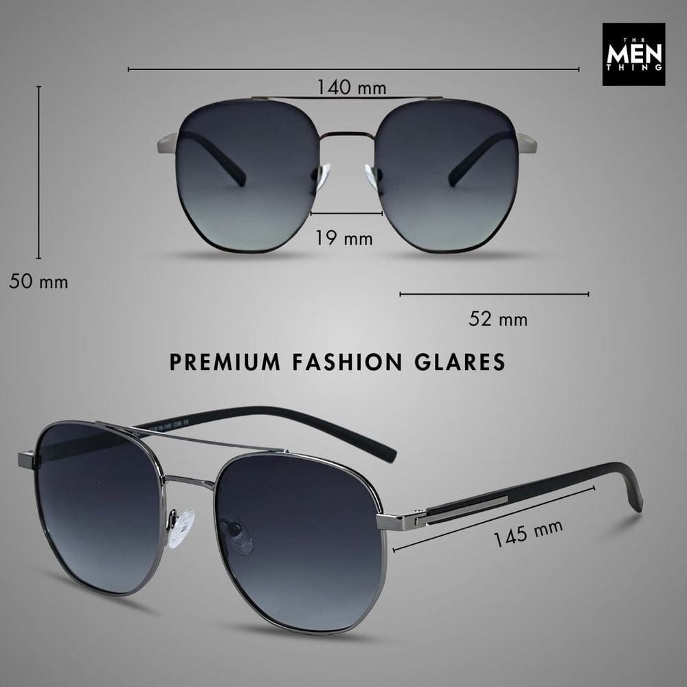 THE MEN THING Sunglasses 2141 - COBALT GLEAM - HD Polarised Sunglasses for Men - UV400 Protection, Stainless Steel Frame - Gradual Blue Grey
