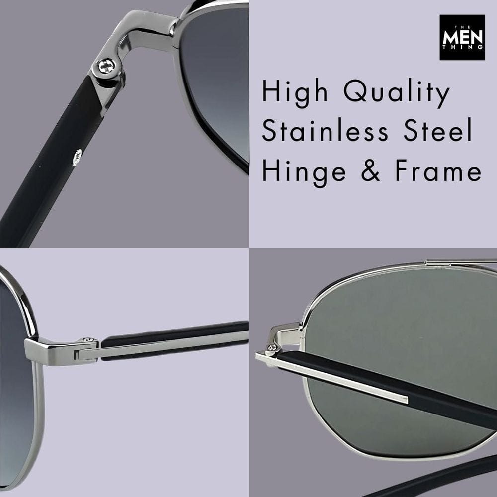 THE MEN THING Sunglasses 2141 - COBALT GLEAM - HD Polarised Sunglasses for Men - UV400 Protection, Stainless Steel Frame - Gradual Blue Grey