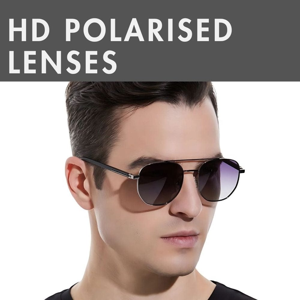 THE MEN THING Sunglasses 2141 - COBALT GLEAM - HD Polarised Sunglasses for Men - UV400 Protection, Stainless Steel Frame - Gradual Blue Grey