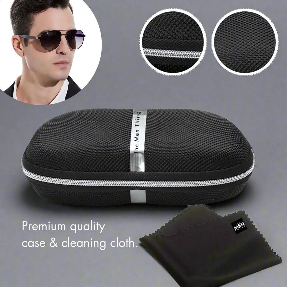 THE MEN THING Sunglasses 2148 - EBON OCTAGON - HD Polarised Sunglasses for Men - UV400 Protection, Stainless Steel Frame - Gradual Blue Grey