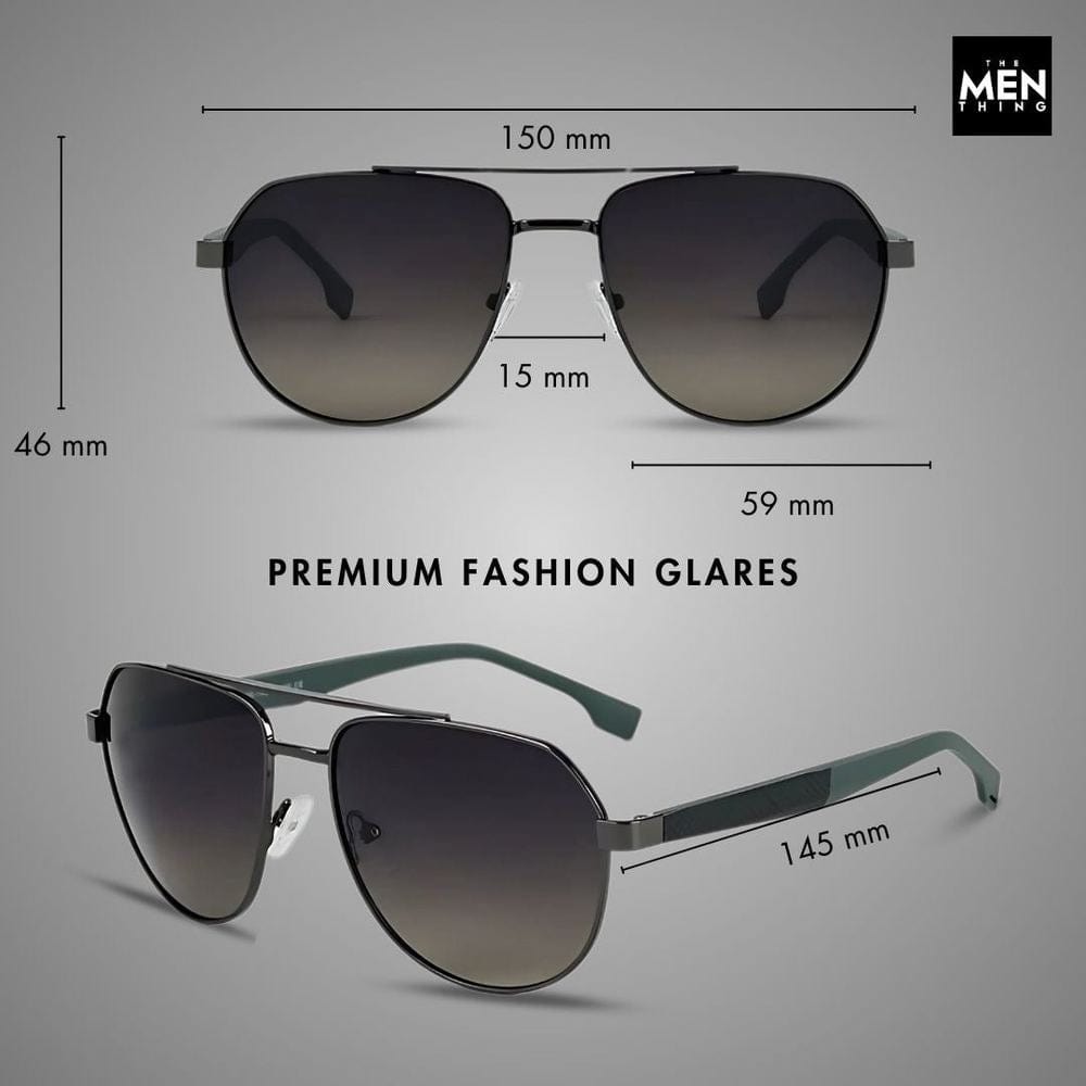THE MEN THING Sunglasses 2148 - EBON OCTAGON - HD Polarised Sunglasses for Men - UV400 Protection, Stainless Steel Frame - Gradual Blue Grey