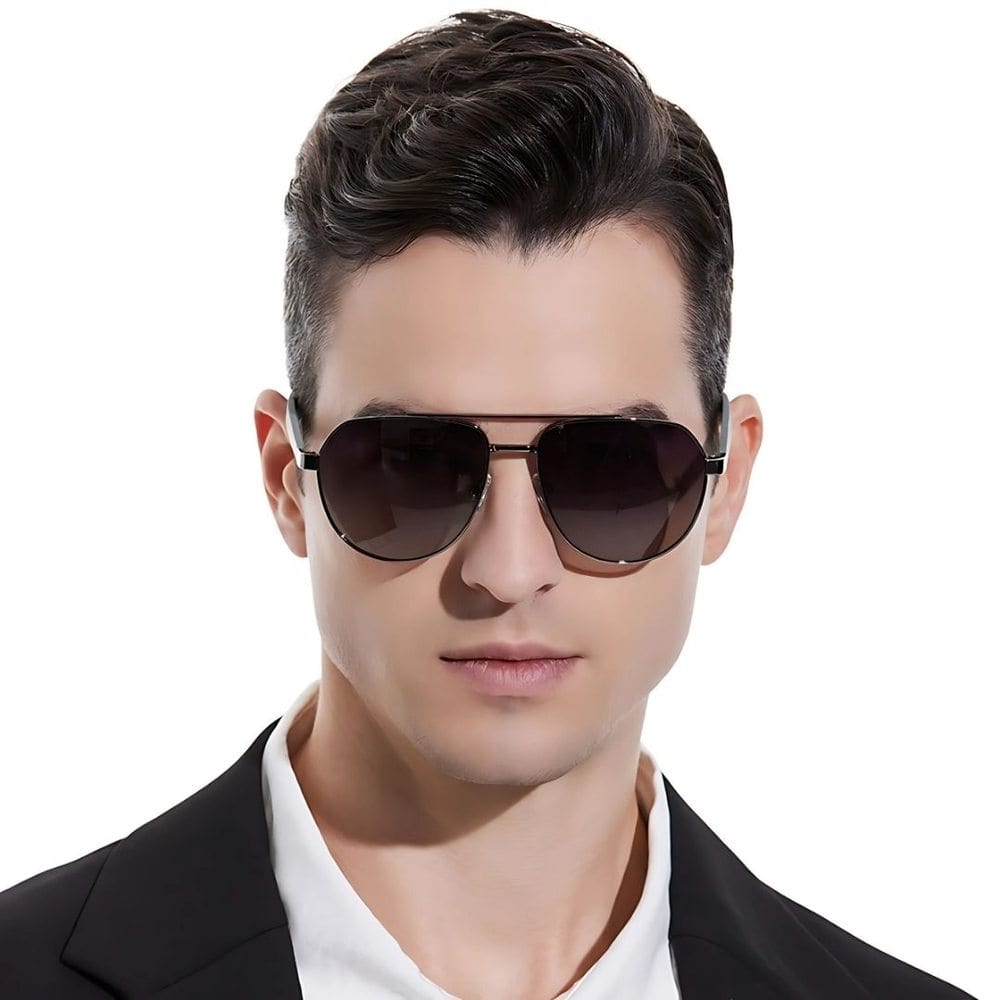 THE MEN THING Sunglasses 2148 - EBON OCTAGON - HD Polarised Sunglasses for Men - UV400 Protection, Stainless Steel Frame - Gradual Brownish