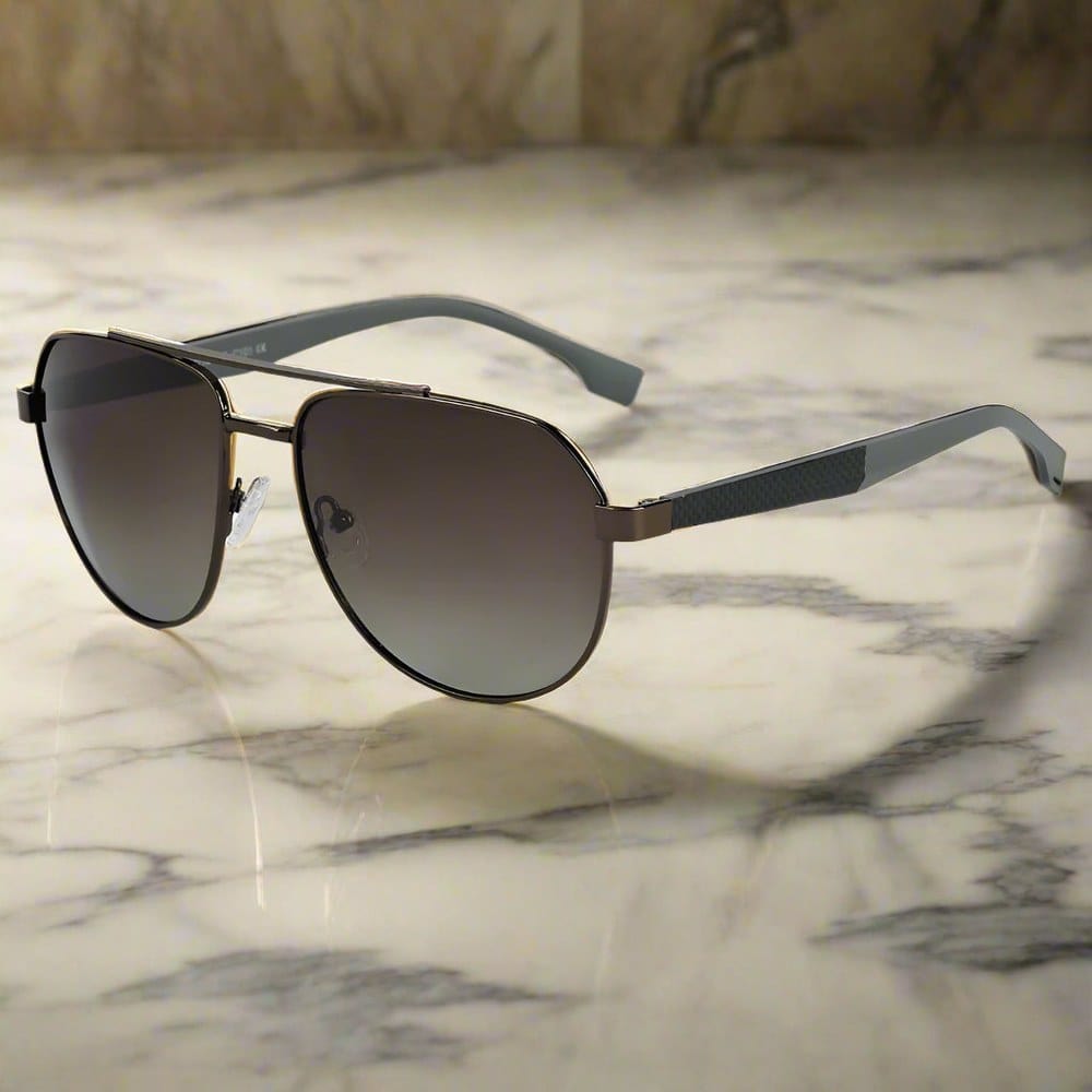 THE MEN THING Sunglasses 2148 - EBON OCTAGON - HD Polarised Sunglasses for Men - UV400 Protection, Stainless Steel Frame - Gradual Brownish