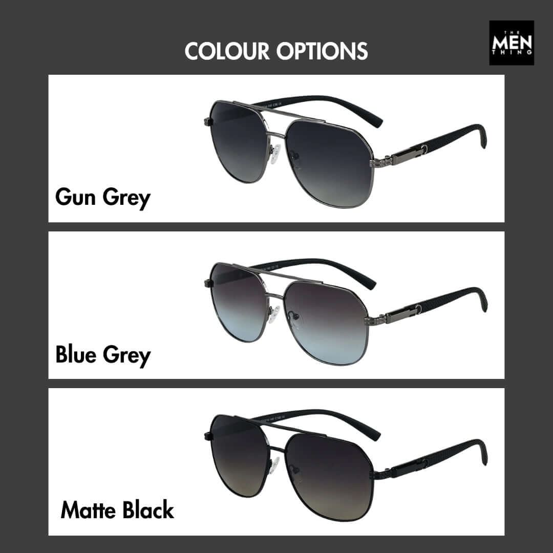 THE MEN THING Sunglasses 2150 TITAN EDGE - Aviator Style - HD Polarised Sunglasses for Men - UV400 Protection, Stainless Steel Frame