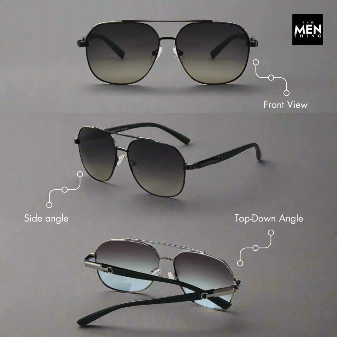 THE MEN THING Sunglasses 2150 TITAN EDGE - Aviator Style - HD Polarised Sunglasses for Men - UV400 Protection, Stainless Steel Frame