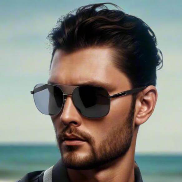 THE MEN THING Sunglasses 2150 TITAN EDGE - Aviator Style - HD Polarised Sunglasses for Men - UV400 Protection, Stainless Steel Frame