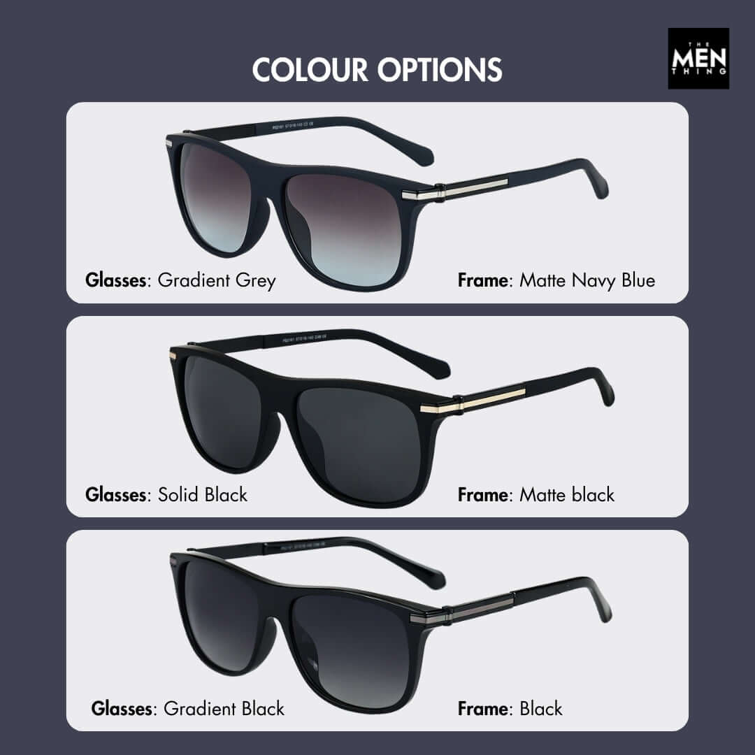 THE MEN THING Sunglasses 2161 METRO CLASSIC - Wayfarer Style - HD Polarised Sunglasses for Men - UV400 Protection, Stainless Steel Frame