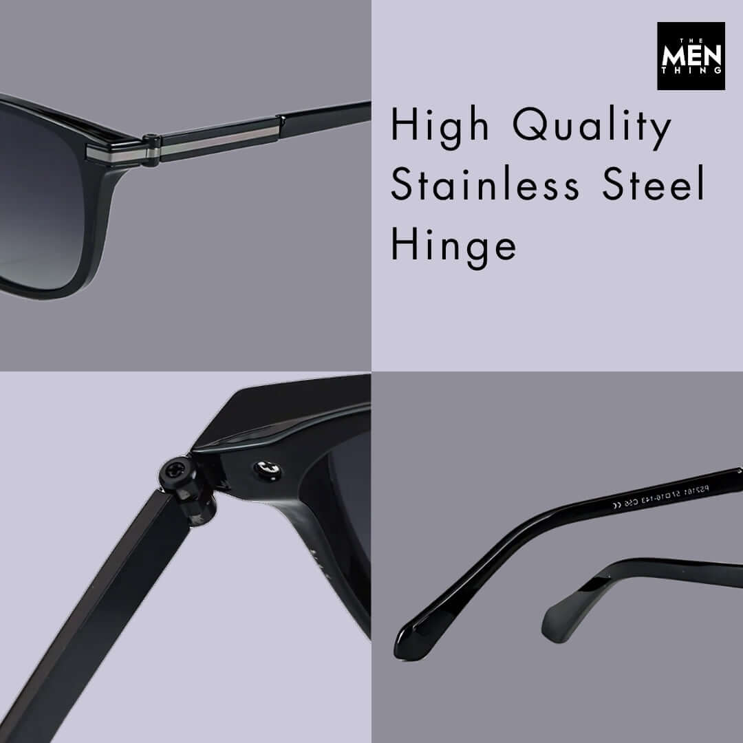 THE MEN THING Sunglasses 2161 METRO CLASSIC - Wayfarer Style - HD Polarised Sunglasses for Men - UV400 Protection, Stainless Steel Frame