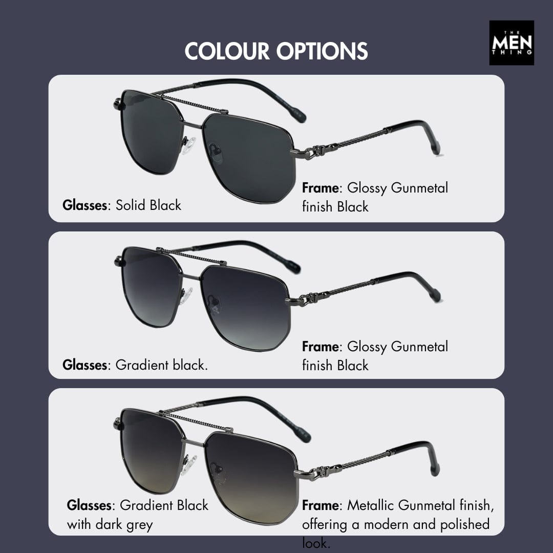 THE MEN THING Sunglasses 2163 ELITE VISION - Navigator Style - HD Polarised Sunglasses for Men - UV400 Protection, Stainless Steel Frame
