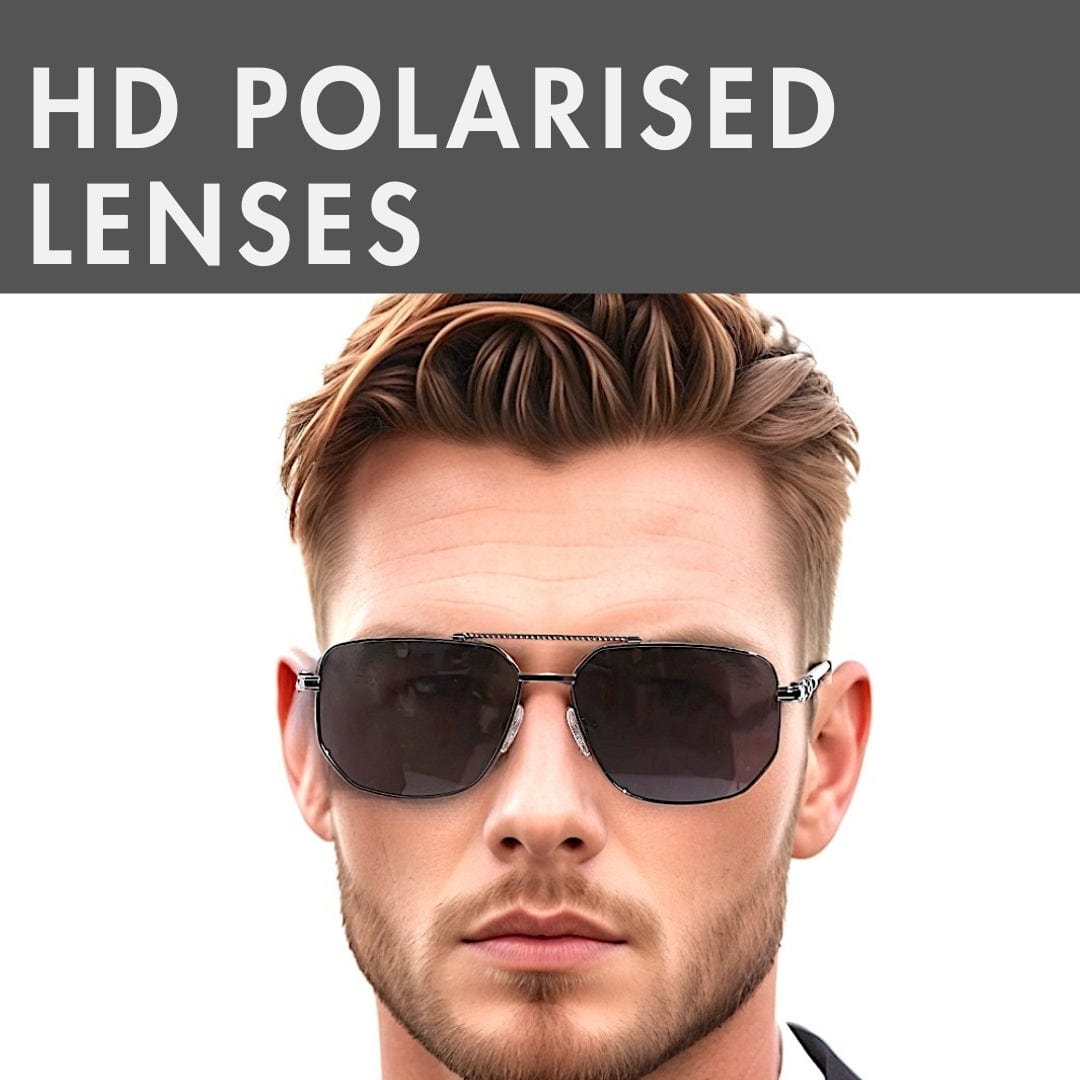 THE MEN THING Sunglasses 2163 ELITE VISION - Navigator Style - HD Polarised Sunglasses for Men - UV400 Protection, Stainless Steel Frame