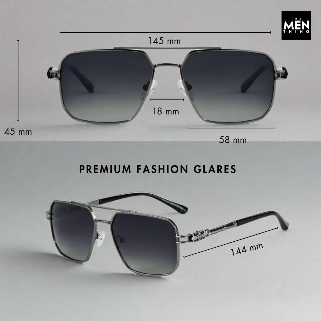 THE MEN THING Sunglasses 2164 HERITAGE - Square Aviator Style - HD Polarised Sunglasses for Men - UV400 Protection, Stainless Steel Frame