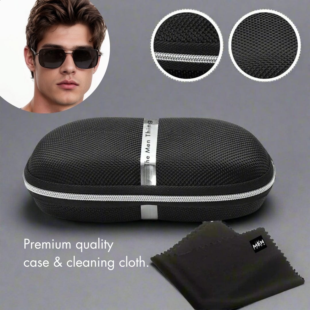 THE MEN THING Sunglasses 2164 HERITAGE - Square Aviator Style - HD Polarised Sunglasses for Men - UV400 Protection, Stainless Steel Frame