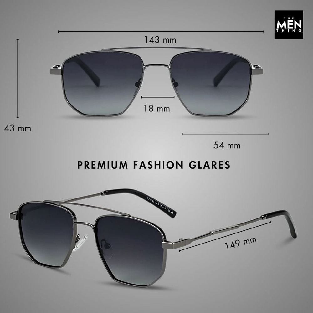 THE MEN THING Sunglasses 2165 - RAVEN VISION - HD Polarised Sunglasses for Men - UV400 Protection, Stainless Steel Frame - Gradient Blue Grey