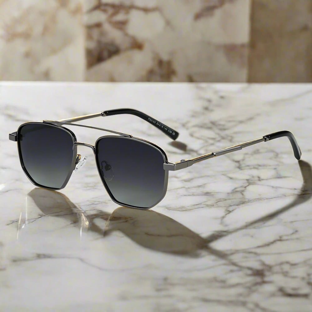 THE MEN THING Sunglasses 2165 - RAVEN VISION - HD Polarised Sunglasses for Men - UV400 Protection, Stainless Steel Frame - Gradient Grey