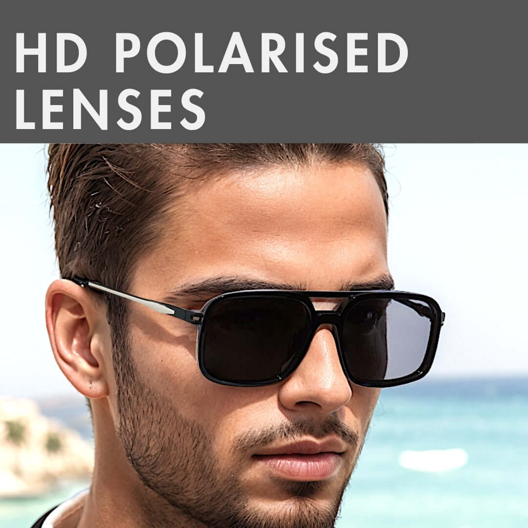 THE MEN THING Sunglasses 2169 URBAN ECLIPSE - Oversized Square - HD Polarised Sunglasses for Men - UV400 Protection, Stainless Steel Frame