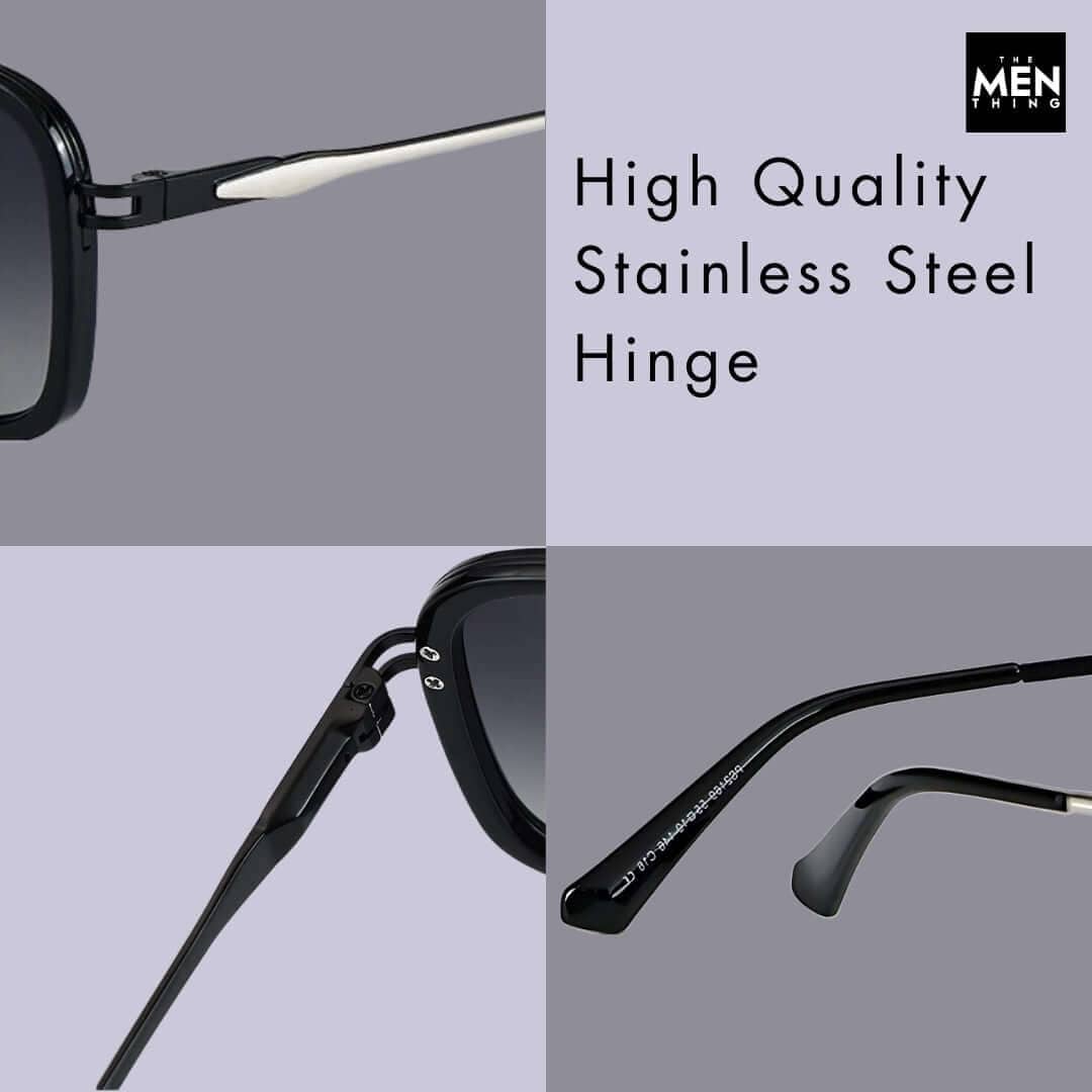THE MEN THING Sunglasses 2169 URBAN ECLIPSE - Oversized Square - HD Polarised Sunglasses for Men - UV400 Protection, Stainless Steel Frame